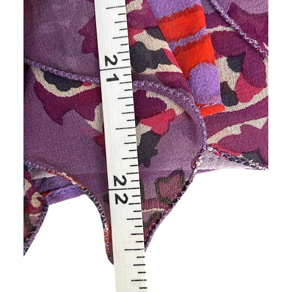 Emanuel Ungaro Paris Silk Ruffle Blouse Purple Floral Stripe Sleeveless IT 42 - Picture 10 of 13